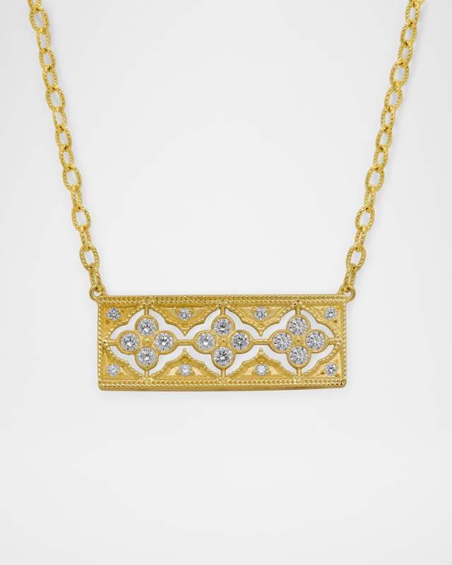 Passion 18K Yellow Gold Pendant Bar Necklace with Diamonds, 16"L